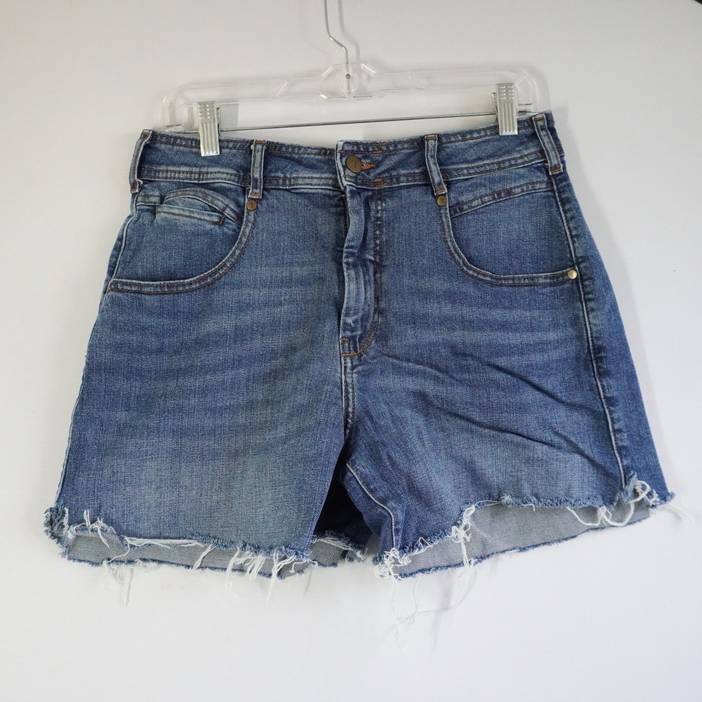 Pilcro Anthropologie Medium Wash Denim Cut Off‎ Shorts Size 27 Blue Bareback
